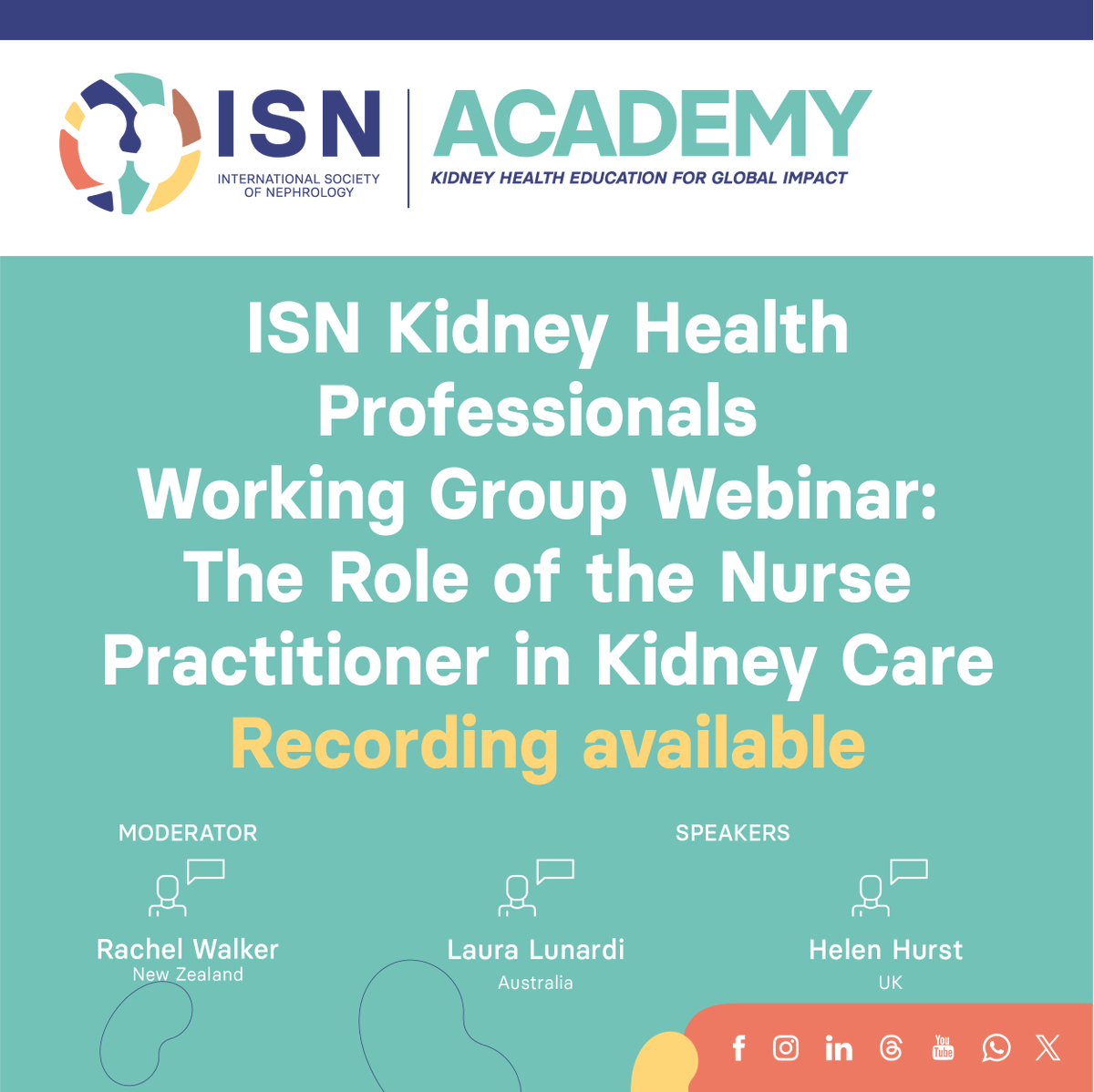 ➡️ Webinar 'The Role of the Nurse Practitioner in Kidney Care': ow.ly/8Cz650RzNp9 #InternationalNursesDay