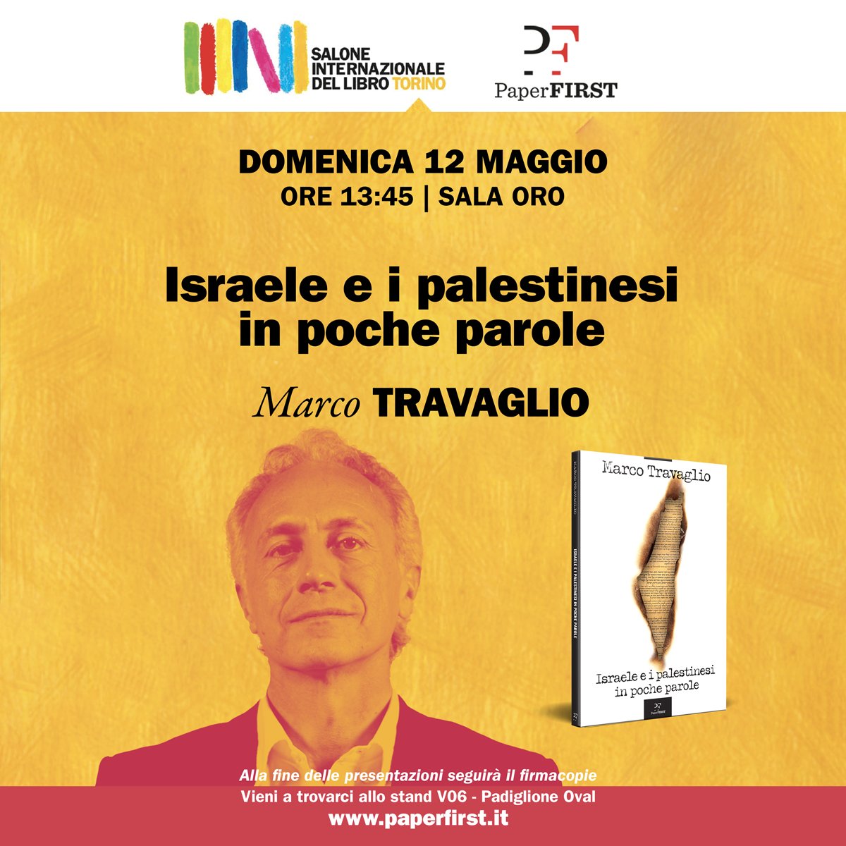 𝐎𝐆𝐆𝐈, 𝐨𝐫𝐞 𝟏𝟑:𝟒𝟓 | 𝐒𝐚𝐥𝐚 𝐎𝐫𝐨 Israele e i palestinesi in poche parole, Marco Travaglio Scopri tutti gli incontri Paper First 👉 ilfat.to/salTO2024
