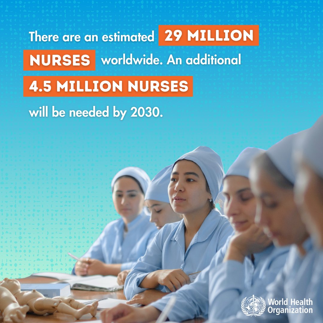 🌍 Did you know there are 29 million nurses worldwide? WHO estimates that the world needs 4.5 million more nurses by 2030 to keep up! #InternationalNursesDay