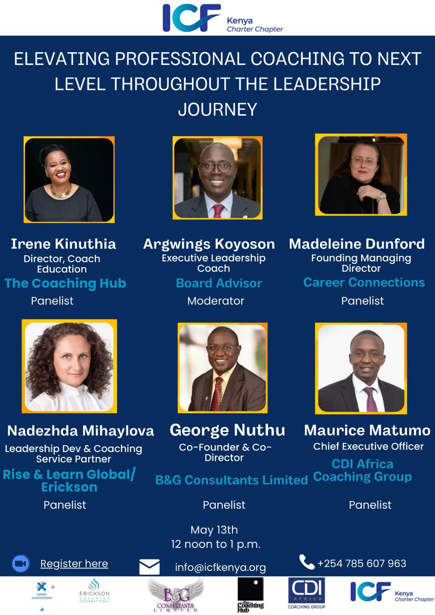 icfkenya's tweet image. Leadership development, coaching best practices, and more!
Join our Executive Coaching Institutions Panel discussion for a dynamic conversation on empowering excellence. Industry leaders share insights &amp;amp; trends. Register: bit.ly/ICW2024Coachin…
#ICW2024 #Leadership #ExecCoaching