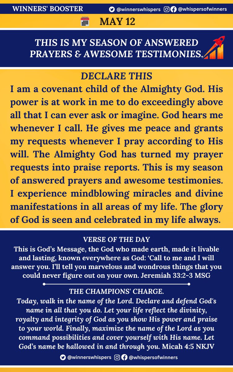 Declare this:

I am a covenant child of the Almighty God. His power is at work in me to do exceedingly above all that I can ever ask or imagine. God hears me whenever I call. He gives me peace and grants my requests whenever I pray according to His will. 
1/2