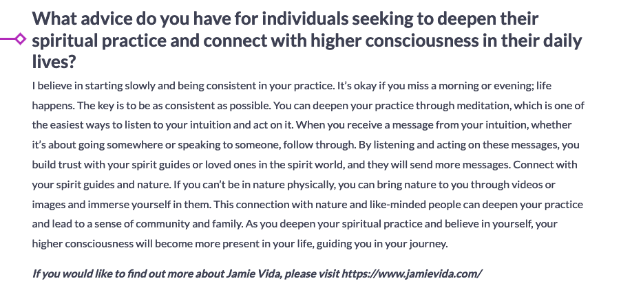 JamieVida's tweet photo. "Creating Your Freedom" interview with Sarah Kirton at the Mystic Mag. Question #5 Read the full article and the Mag here - https://t.co/1AaZaDIs69 Munay, Jamie #jamievida #meditation #shamanicenergymedicine #mindfulness #spiritualawakening #energy #celebritymagazine #rites https://t.co/nKaBG8Qbxd