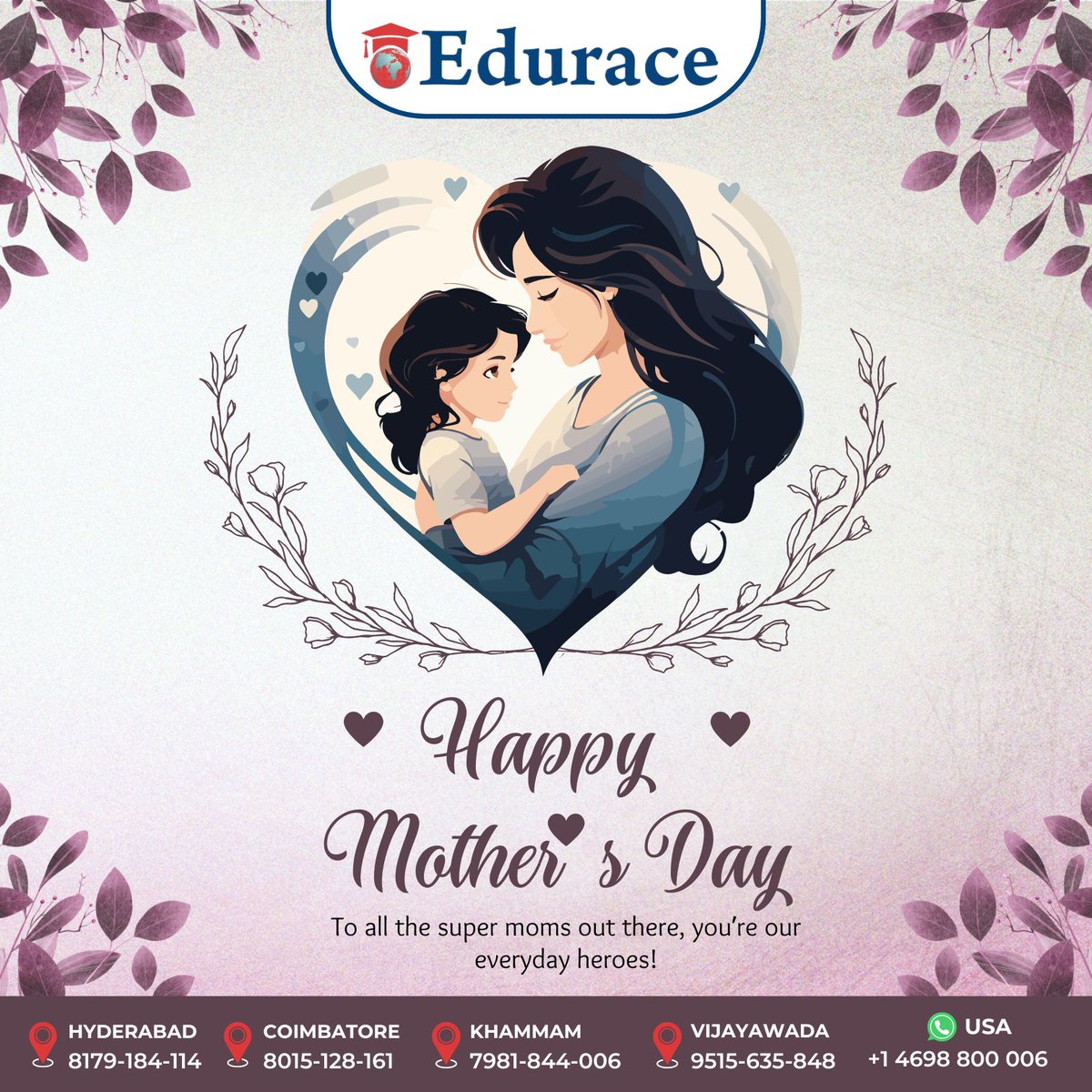 As we celebrate Mother's Day 2024, let us take the time to express our love,
appreciation, and gratitude to all the amazing mothers who enrich our lives with their presence, love, and sacrifice

#Mothersday2024 #happymothersday2024 #mother #motherhood #motherlove #eduraceservices