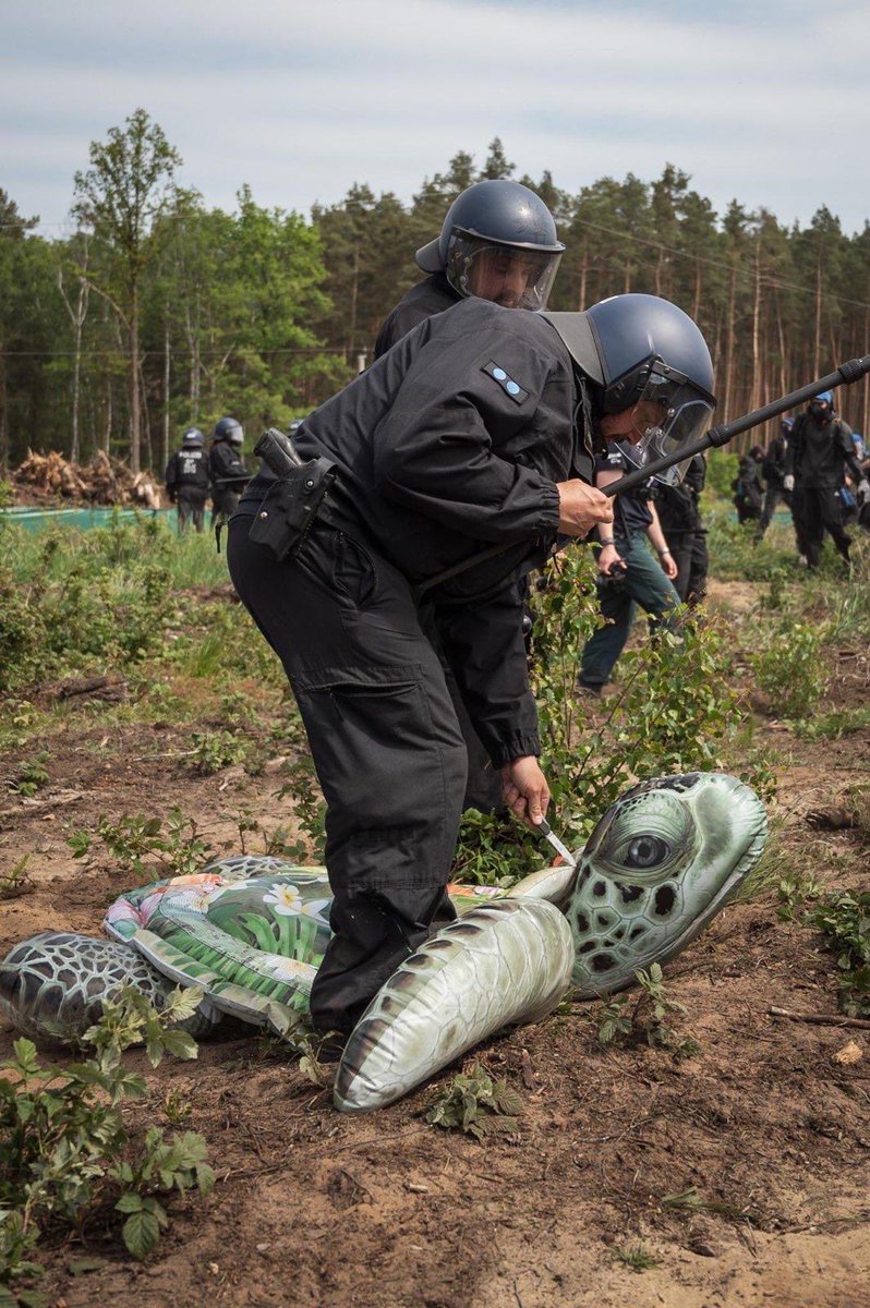 Die Sumpfschildkröte- das Wahrzeichen von Grünheide. 🐢 Die Polizei- ein Symbolbild. #StopTesla #AbolishThePolice