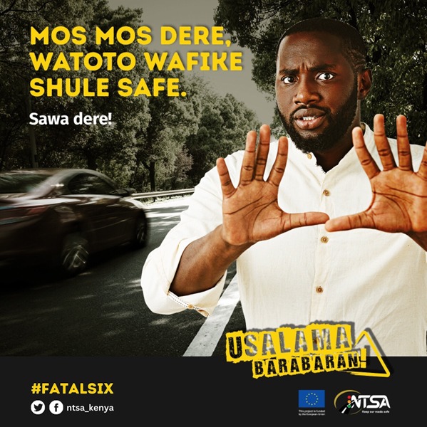Let's all ensure our children arrive safely in schools by refraining from reckless driving. #NTSA #FatalSix #UsalamaBarabarani #WatotoWafikeSalama