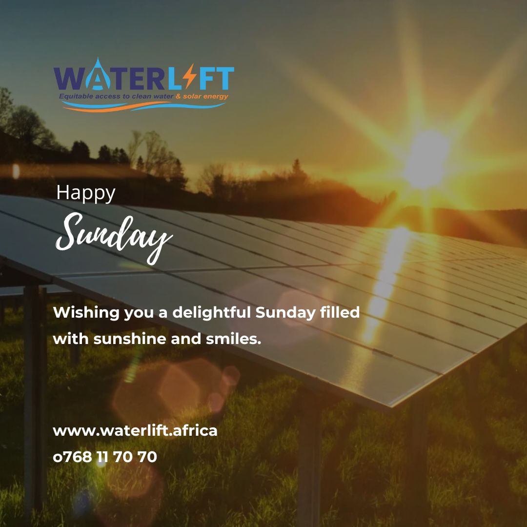 Hello Sunday,

From Waterlift, Wishing you a delightful Sunday filled with sunshine and smiles.

Happy Sunday

www.waterlift.aftica
0768 11 70 70

#sunday #waterislife #happysunday
