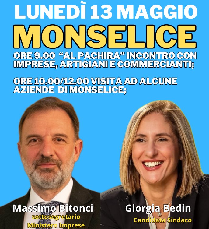 Ci vediamo domani a #Monselice (PD) per incontrare gli imprenditori locali, con Giorgia Bedin Sindaco ed Arianna Lazzarini candidata alle elezioni Europee di giugno! 
#ligaveneta