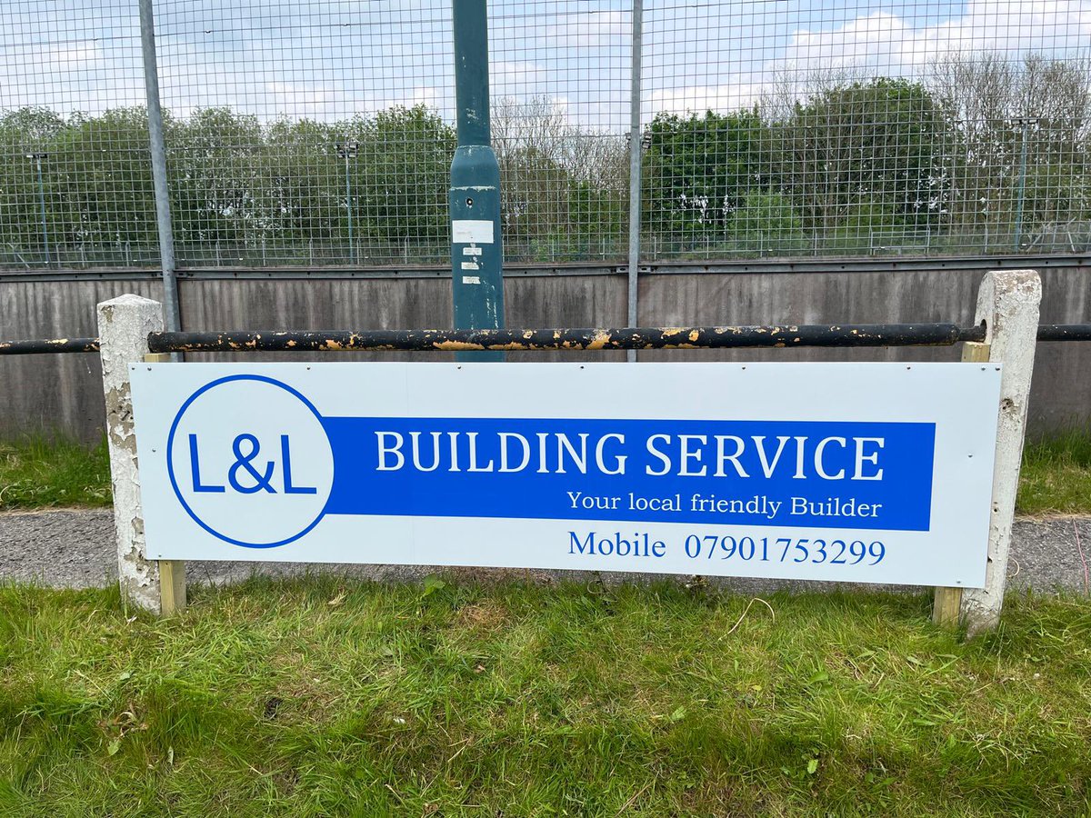 Advertising boards in place for L&L Building Services and High Peak One Radio. Please contact if you would like a board at Church Lane 💛🖤💛🖤⚽️⚽️