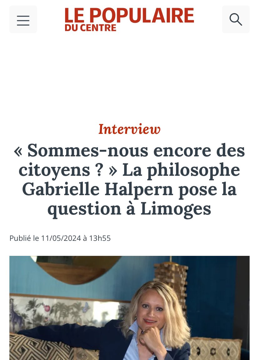 « Sommes-nous encore des citoyens ? » - Retrouvez mon interview dans @lepopulaire_fr à l’occasion de ma conférence à Limoges 👉 lepopulaire.fr/limoges-87000/…