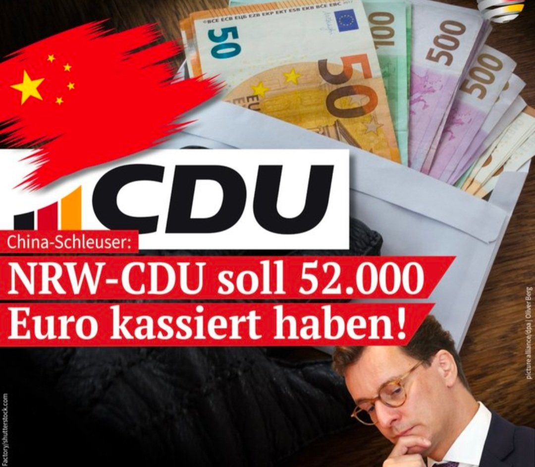 Die NRW #CDU soll Spenden über mindestens 52.000 € von einer Schleuserbande erhalten haben. Der von #Wuest geführte Landesverband scheint damit tiefer in den Skandal um falsche Aufenthaltstitel für Chinesen verstrickt zu sein als bisher bekannt. @CDU 🇩🇪 #Krah #Miosga #Presseclub