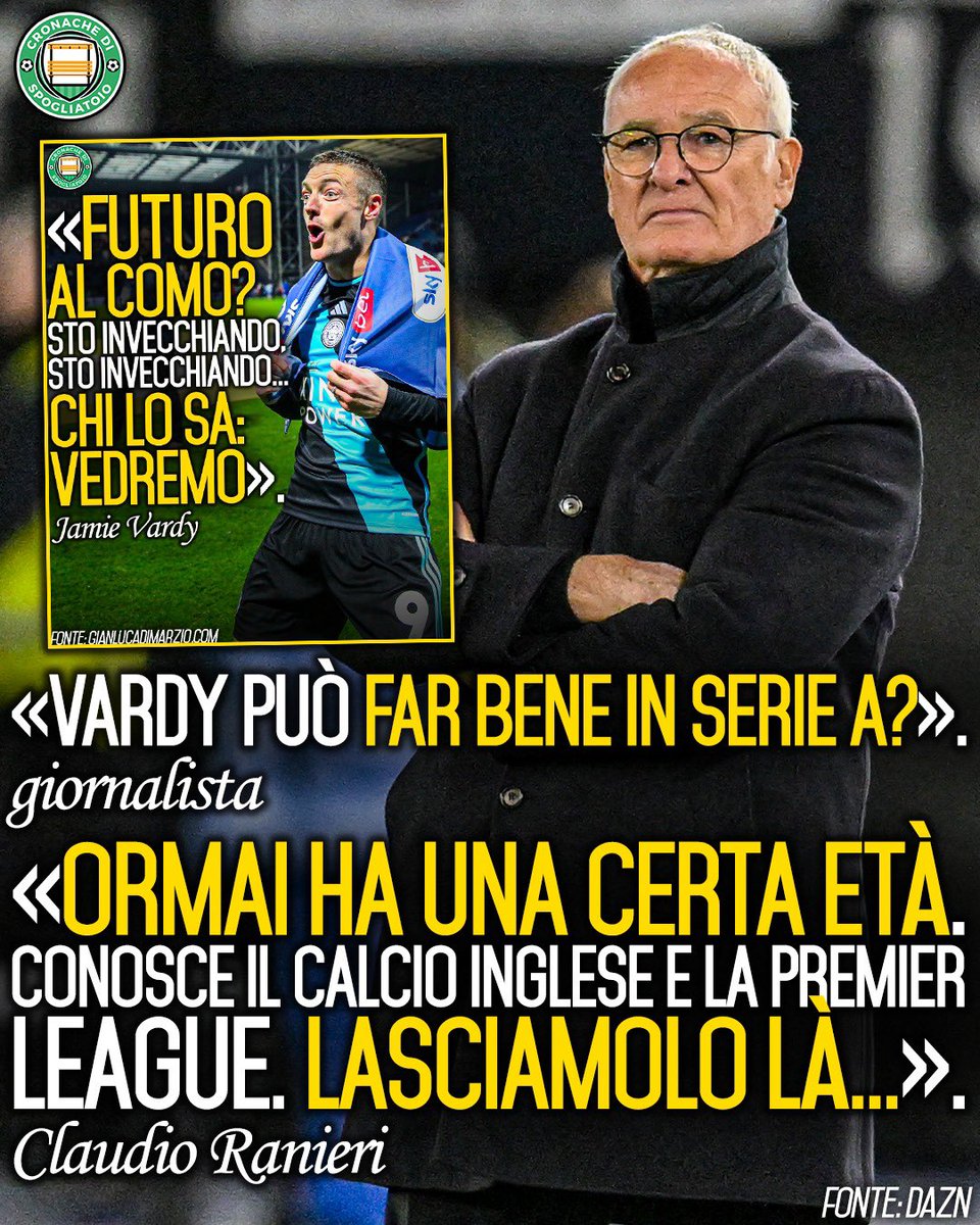 #Ranieri non sembra molto convinto della riuscita di #Vardy in Serie A, se mai dovesse giocare un giorno nel nostro campionato 😂 Voi come ce lo vedreste?