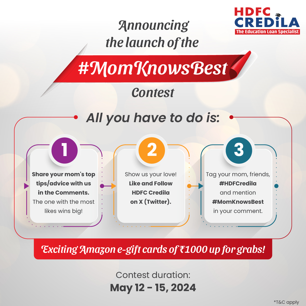 #MomKnowsBest, right? Tell us your mom's go-to hacks - be it her recipe for the yummiest snack or anything else you can think of. Comment with the most likes wins exciting prizes! *T&C apply bit.ly/44FoZ1n #HDFCCredila #HDFCCredilaContest #MomKnowsBest #Contest #Tips