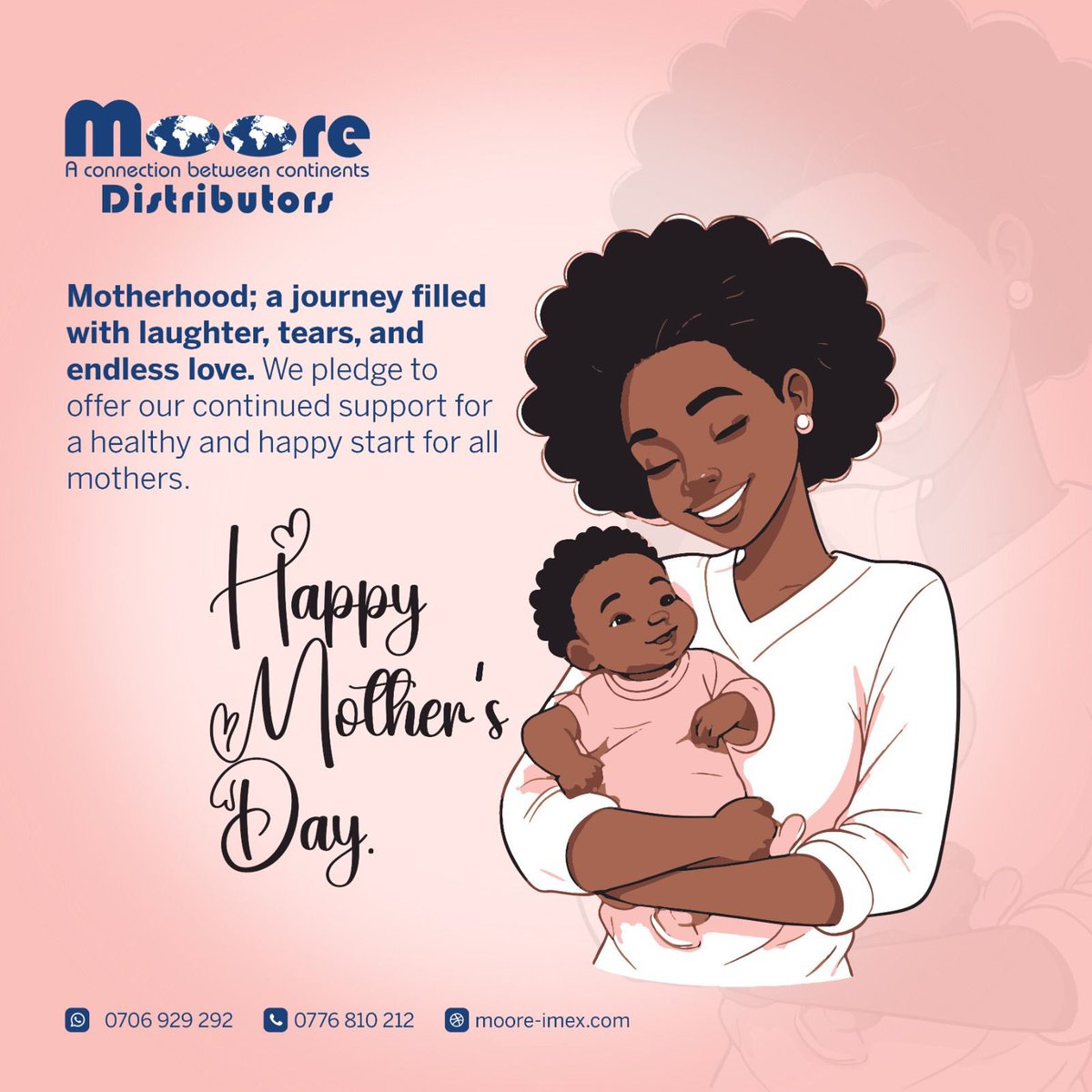 MooreDistriLtd's tweet photo. Celebrate the joy of motherhood with the softest hugs and the driest nights. Happy Mother's Day! ☺️🤍

#MothersDay2024 #MooreDistributors https://t.co/CVvtLi8GNN