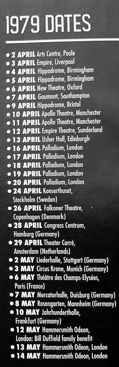 #OTD in 1979 I was at the #HammersmithOdeon to see the wonderful #KateBush #TourOfLife benefit concert for the family of lighting engineer Bill Duffield who had died in a tragic accident prior to the official tour. Guests were #PeterGabriel & #SteveHarley. A memorable night.