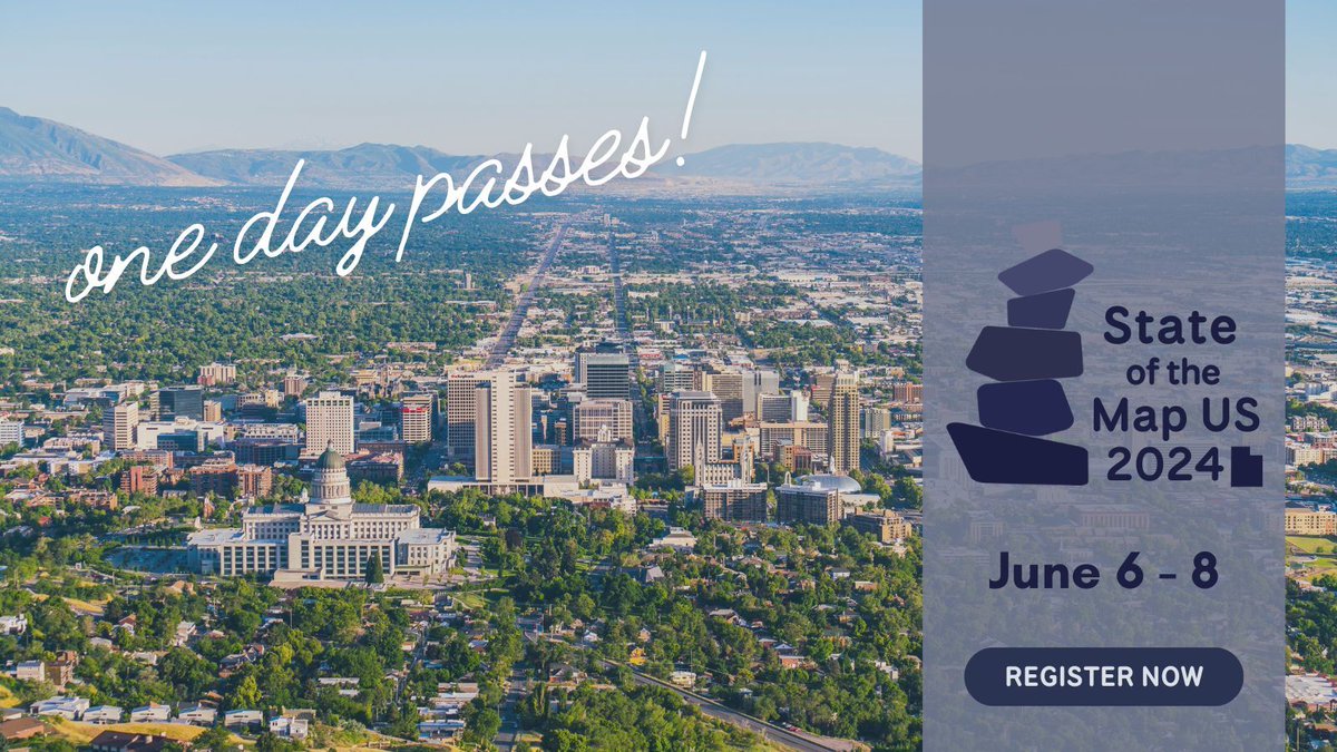 sotmus's tweet image. Did you know we have one-day passes available for #SOTMUS? 

🎟️ sotm.us

#OpenStreetMap #OpenStreetMapUS #SaltLakeCity #geospatial #opendata