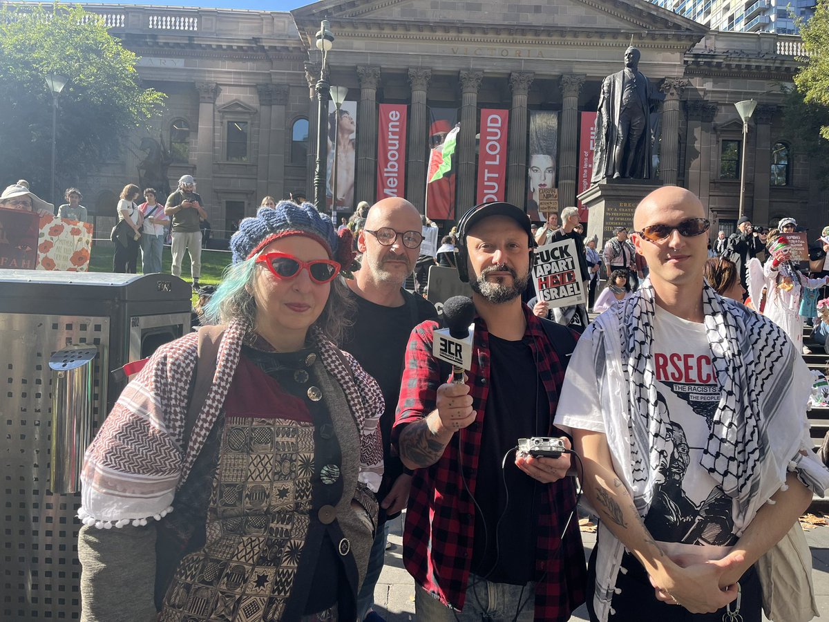 Recording for rebroadcast today. Listen back later via 3cr.org.au/palestinecover… Free Palestine rally 12 noon State Library. @APAN4Palestine @FPMelbourne #communityradio