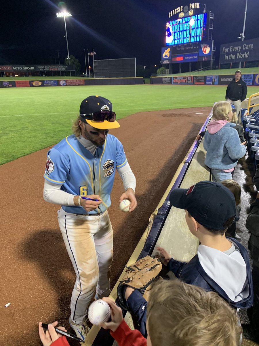 Fun night for Ewan and his teammates at the <a href="/LCCaptains/">Lake County Captains</a> ballpark!
