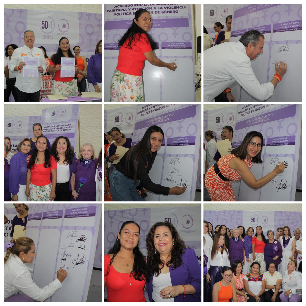 MujeresMovChis's tweet photo. Firma de Acuerdo por la Democracia Paritaria y la Atención a la Violencia Política en razon Género, la Colectiva @50mas1Mx Chiapas y las y los Candidiatos a la gubernatura del Estado, Senado, Dip.Federales, Locales y Presidente Municipal Tuxtla Gutiérrez. https://t.co/v86muUfgdR