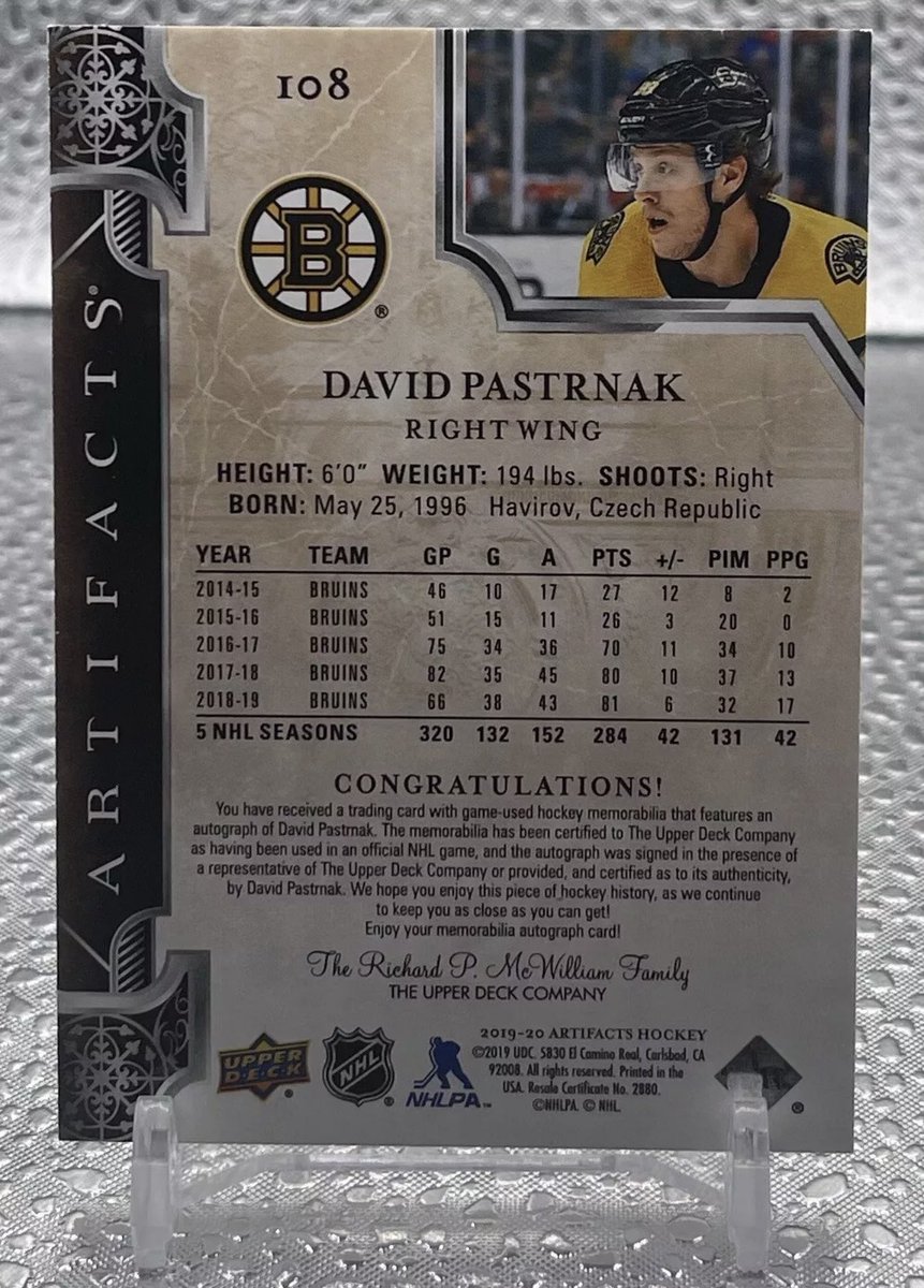 #Autographed 19-20 #DavidPastrnak #Boston #Bruins LE 10/10 #UpperDeck Artifacts W/#GameUsed Jersey Swatches ~ Opening Bid ONLY $9.99! ebay.com/itm/3953989882…

#NHLBruins #Pasta #Pastrnak #TheHobbyFamily #TheHobby #StanleyCupPlayoffs #StanleyCup #HockeyTwitter #sportscards #NHL