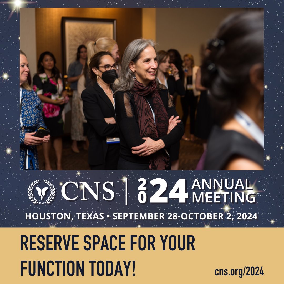 The #2024CNS Annual Meeting is the perfect place to plan your reunions, committee meetings, and networking events! Reserve your function space by July 15 at the Marriott Marquis Houston. Submit your requests today and plan your meeting schedule today: cns.org/annualmeeting/…