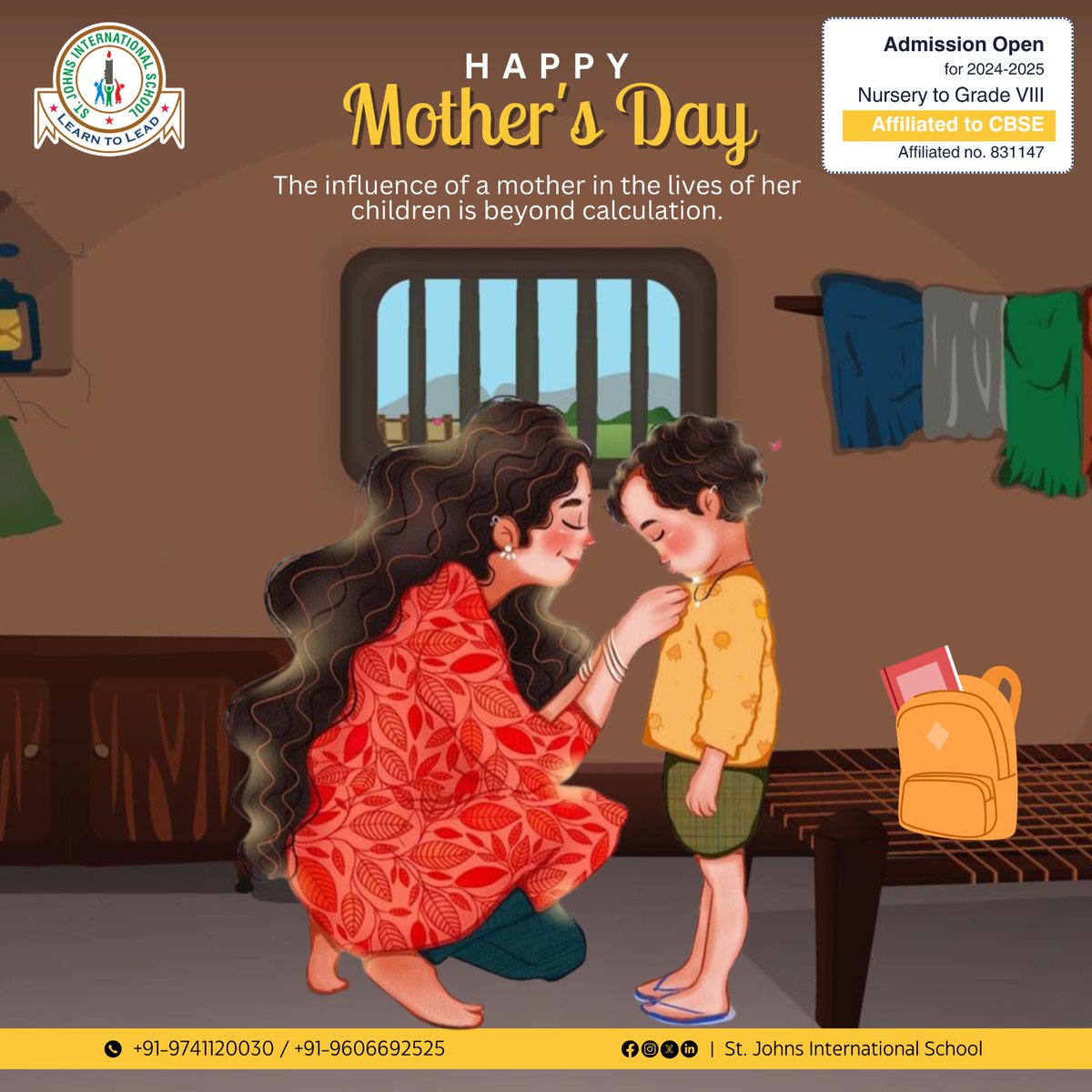 To all the extraordinary moms, Happy Mother's Day! Let's honor your immeasurable love and unwavering fortitude, crafting our journey with endless sacrifices and tender care. 🌸

 #MothersDay #Stjohns #Education #School #Bangalore