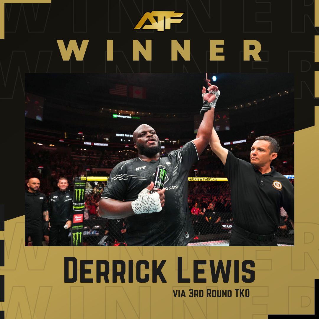 He's back with a win 🥇 Derrick Lewis adds another TKO finish to his record by stopping Rodrigo Nascimento in the 3rd round 🙌 #UFCLouisville #UFCStLouis