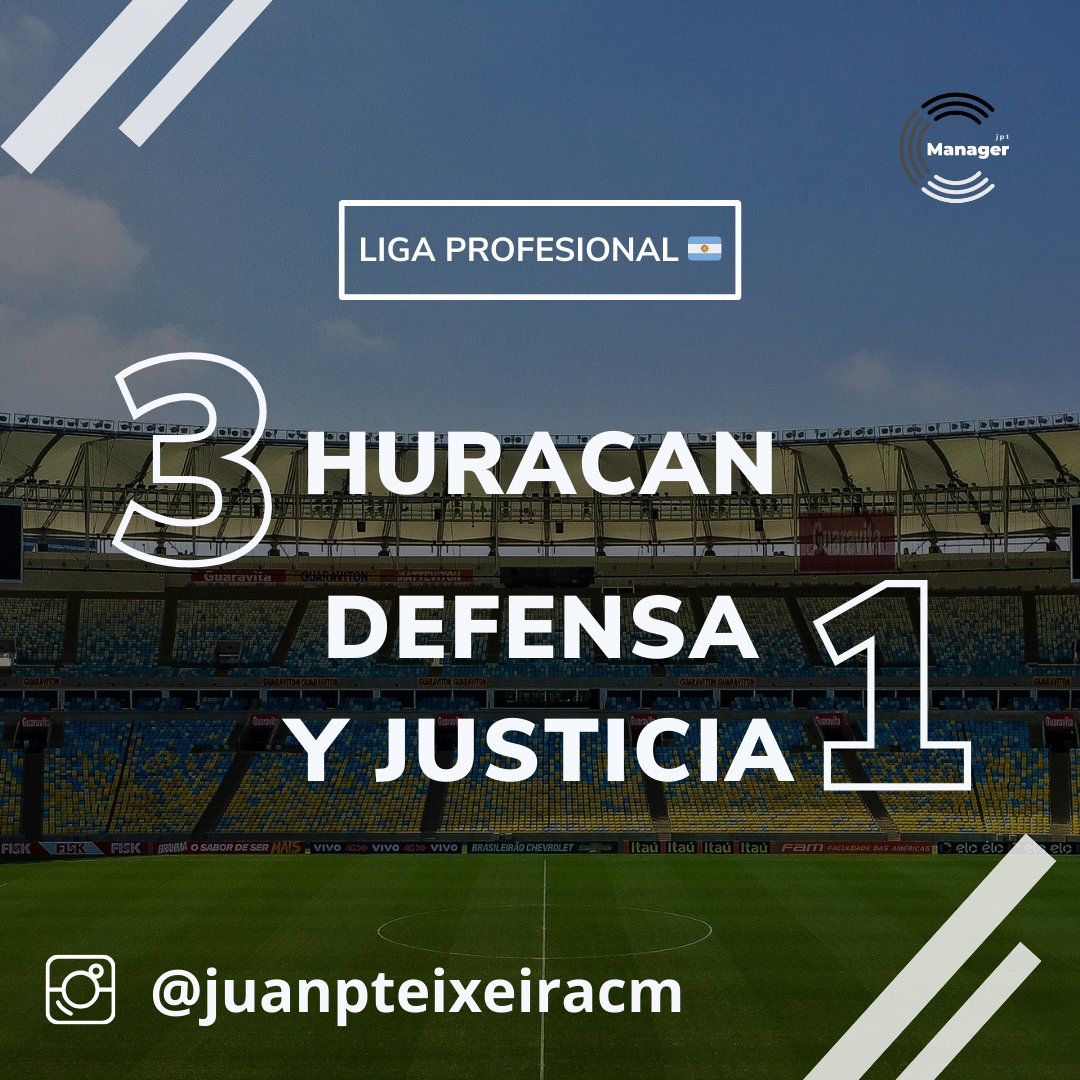 #LigaProfesional ⚽️🇦🇷 | #Fecha1

⚪⚪ @CAHuracan 3️⃣
🟡🟡 @ClubDefensayJus 1️⃣

#ligaargentina #futbolargentino #DefensayJusticia #Huracan