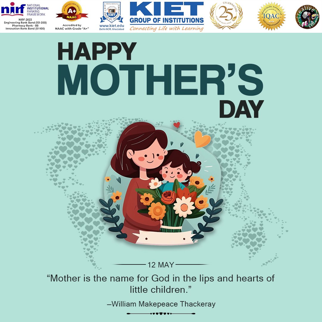 'Motherhood is the greatest and the highest of all the relationships.' - Dr. Sarvepalli Radhakrishnan Happy Mother's Day!  #kiet_group_of_institutions #KIETGZB #kietengineeringcollege #KIET #AKTU #AICTE #TopEngineeringCollegesinDelhiNCar #mothersday2024 #MothersDay