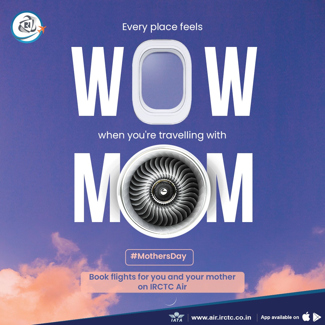 Agreed? If yes, surprise your mom with an amazing trip this #MothersDay. Choose from a wide range of comfortable airlines on air.irctc.co.in or the #IRCTC #Air app and travel to great destinations. #HappyMothersDay #Mother #airtickets #booking #travel