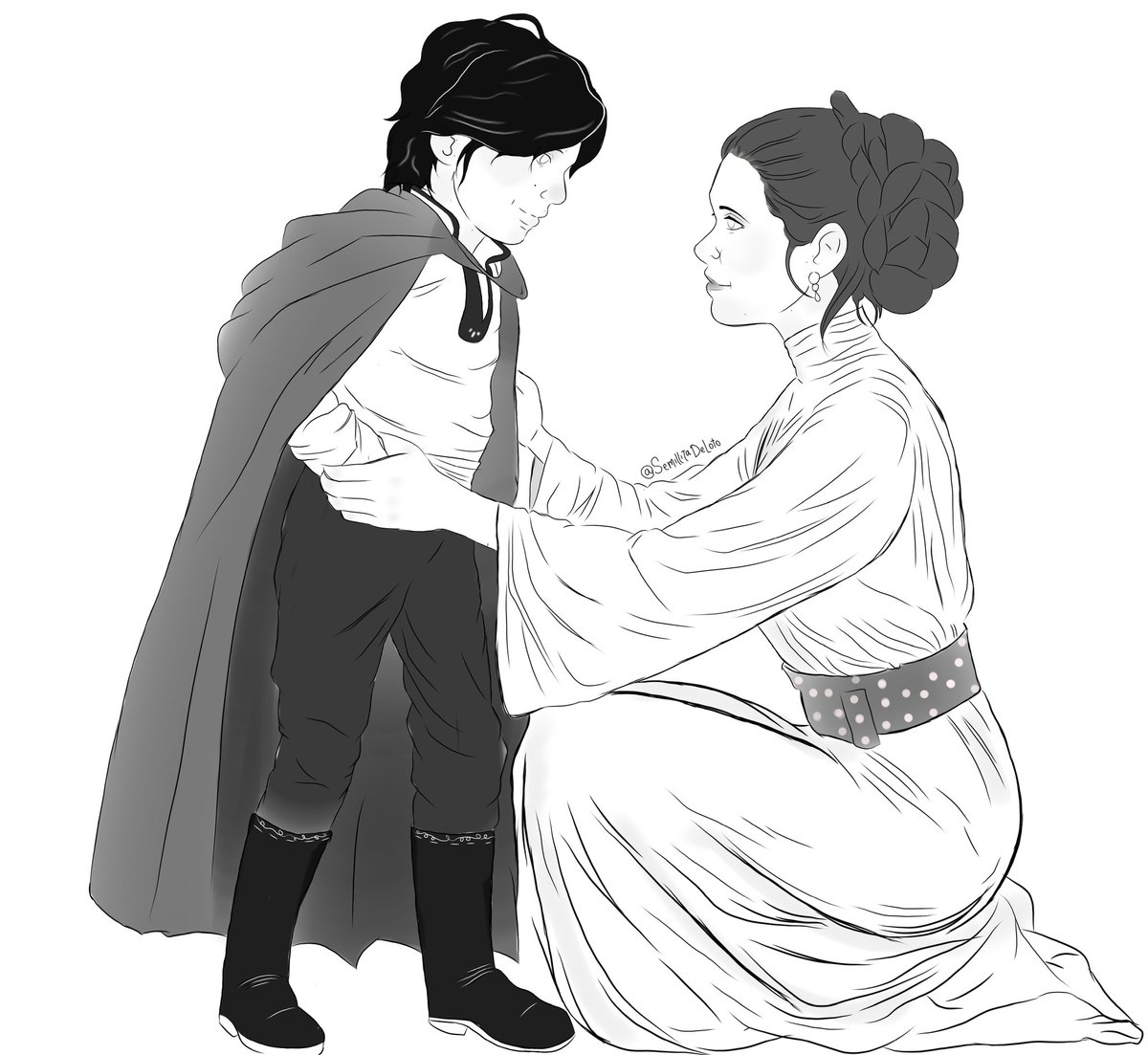 Tiny hands, future untold,
In your eyes, the Force so bold.
Leia's heart, forever to hold,
Her love for Ben, a story of gold.

#BenSolo #LEIA #LeiaOrgana #reylo #reyloart #StarWars