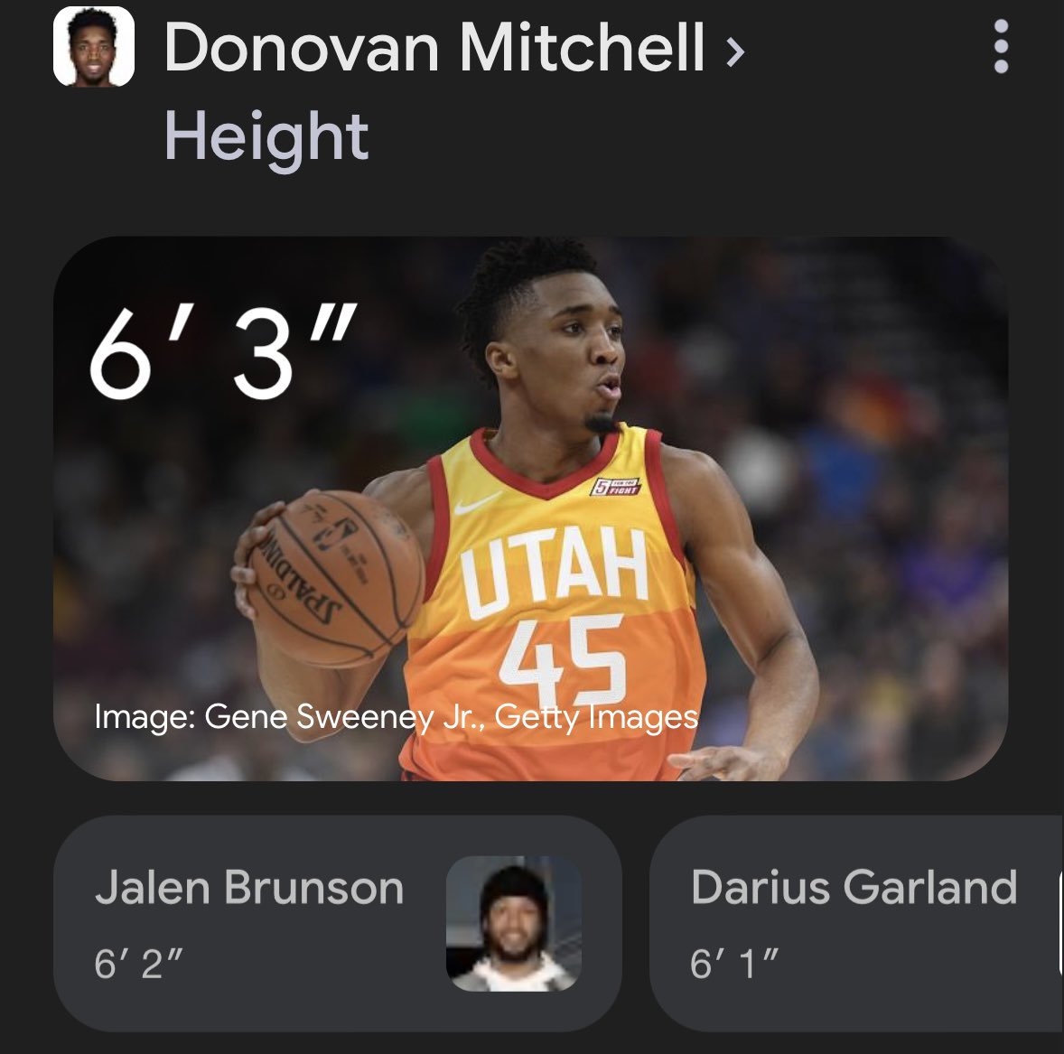 According to Richard Jefferson Donovan Mitchell is 6’ 4” and Jalen Brunson 5’ 11” #NBAonABC #NBAPlayoffs2024