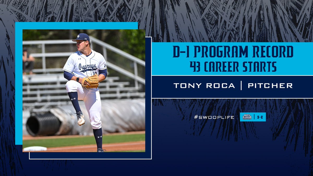 𝑶𝑺𝑷𝑹𝑬𝒀 𝑺𝑻𝑨𝑹𝑻 𝑲𝑰𝑵𝑮 👑 Tony Roca earned his 43rd career start against UNA to surpass the D-I program record! #SWOOP