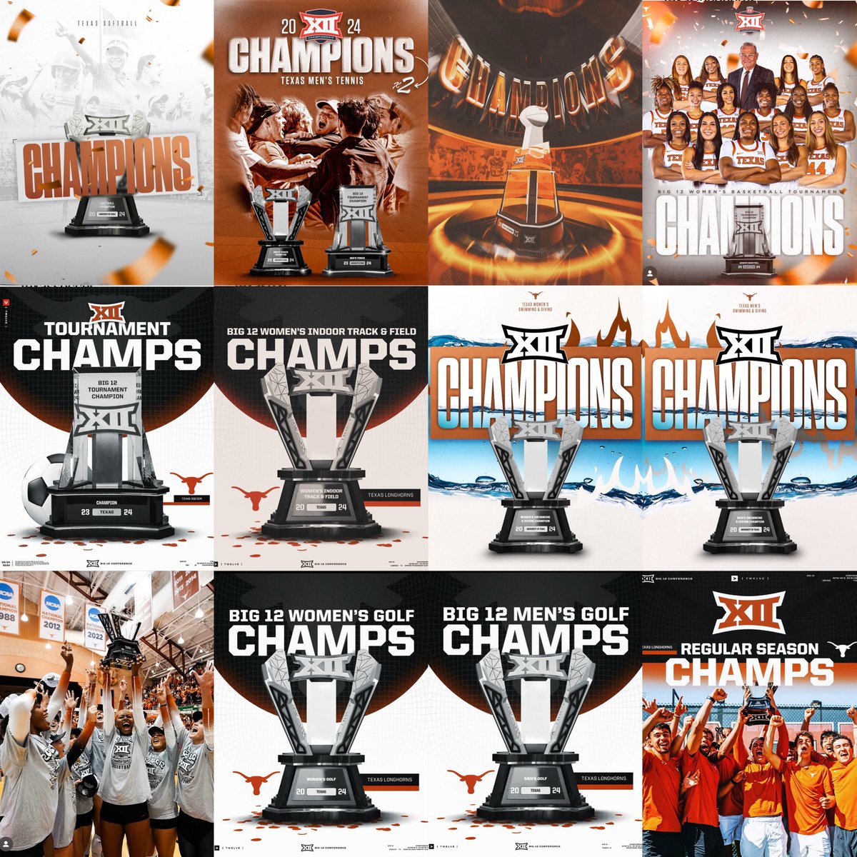 GOING OUT WITH A BANG💥🤘🏻 Our Longhorns have won a record 1️⃣4️⃣ Big 12 Championships 🏆 this year … AND we’re not done yet‼️