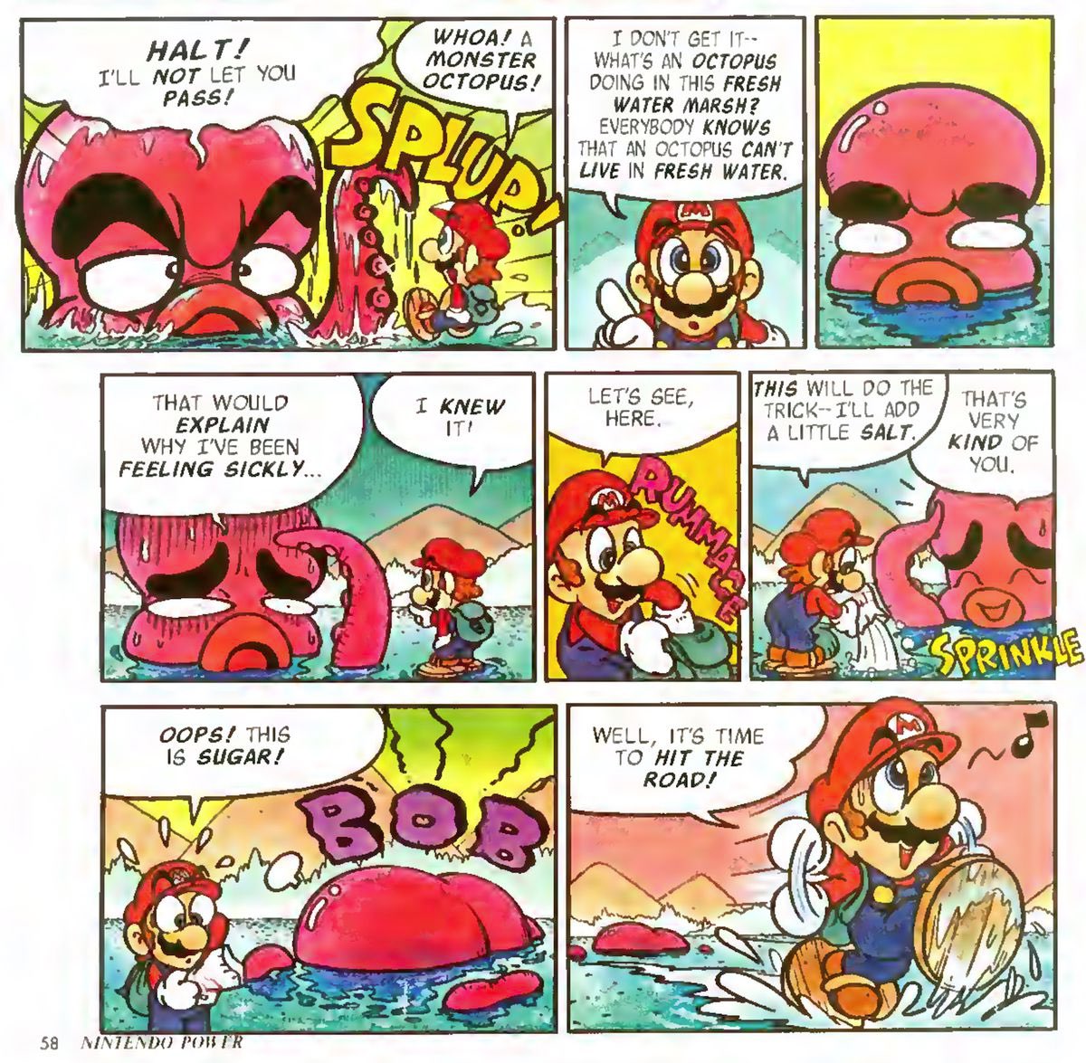 Mario killing(?) an octopus. - Mario vs Wario Nintendo Power Comics