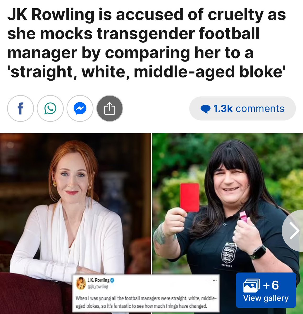 The actual cruelty is the man mocking women by putting on a bad wig & fake boobs and being celebrated as a woman when he is, in fact, a straight, white, middle-aged bloke.