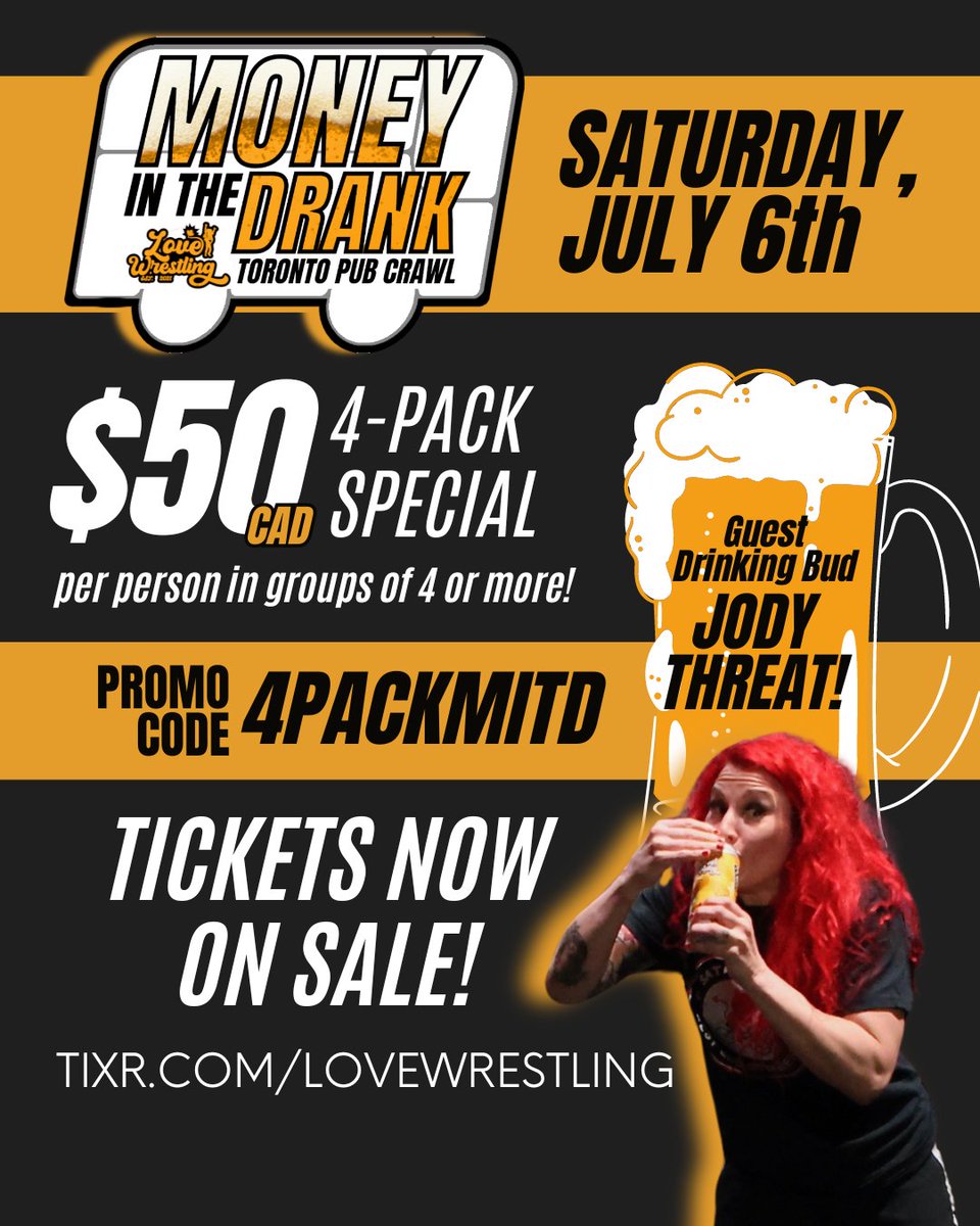 More MONEY IN THE DRANK Pub Crawl reveals this week! Who's coming to party with Love Wrestling and @JodyThreat before #WWEMITB?