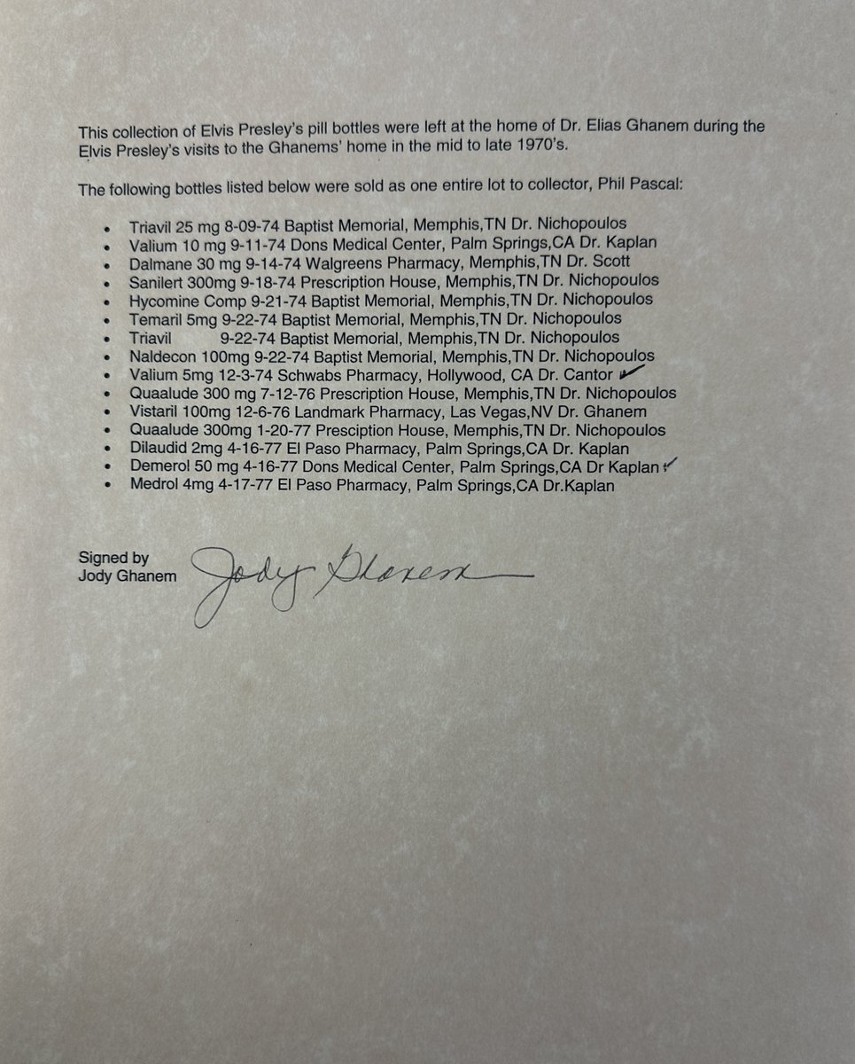 $9,113: Winning bid, including buyer's premium, at @IconicAuctions for an empty prescription bottle for Valium for Elvis Presley. The bottle was one of 15 bottles Elvis left at his doctor's house in the late 70s. Tonight's winning bid is the record for an Elvis pill bottle.