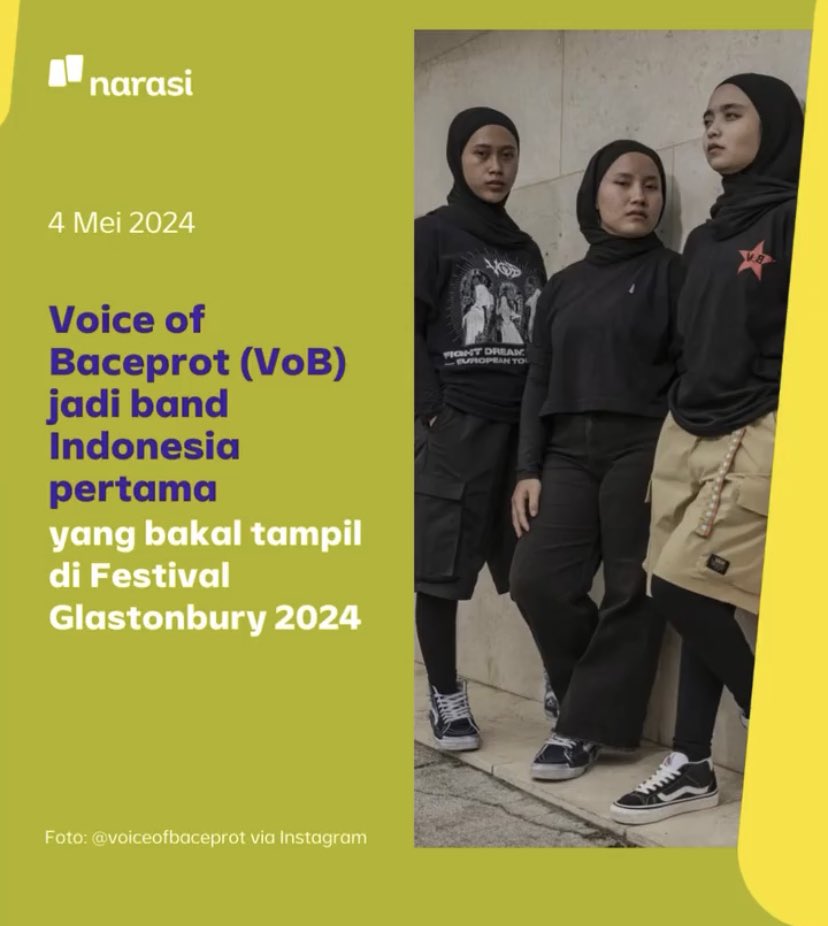 All female. Muslim. Hijab. Indonesian. Heavy Metal. Glastonbury. 

Show more skill not more skin to reach global stage
#vob @baceprotvoices