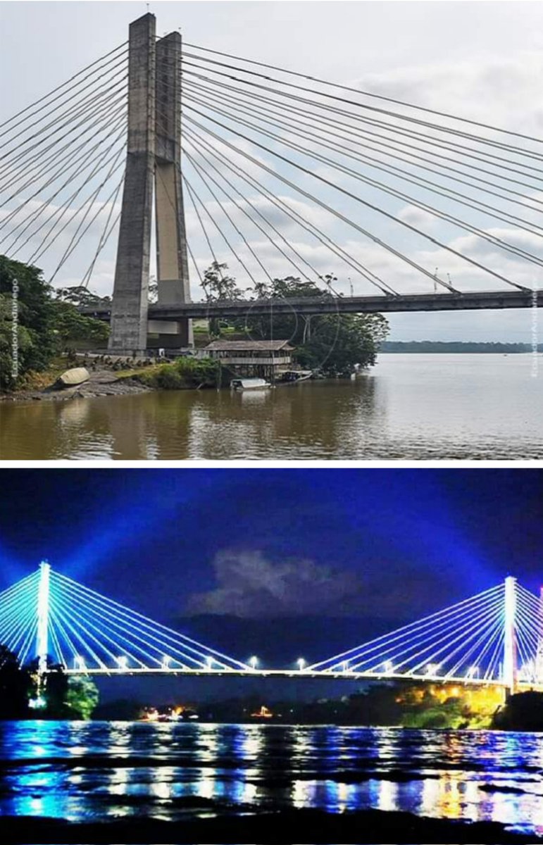 El magnífico puente atirantado sobre el río Napo está ubicado en el camino vecinal Coca - Auca. Obra emblemática de @MashiRafael
