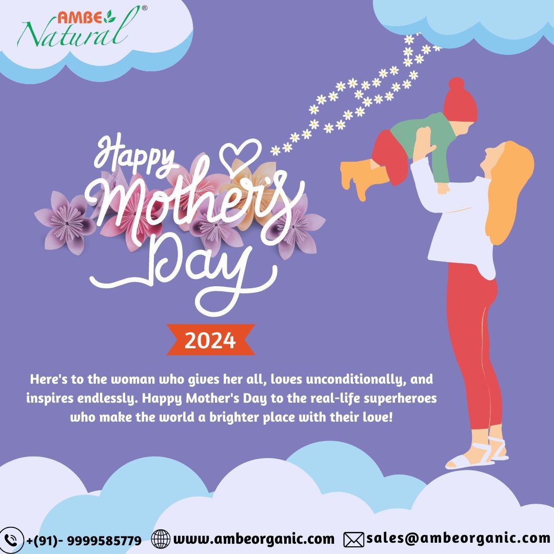 Cheers to the one who taught us how to love unconditionally, laugh wholeheartedly, and live fearlessly. Happy Mother's Day to all the incredible moms out there! 💐💖 
Visit us:- ambeorganic.com 
#MothersDay #LoveYouMom #ambenatural #naturalremedy #herbalmedicine