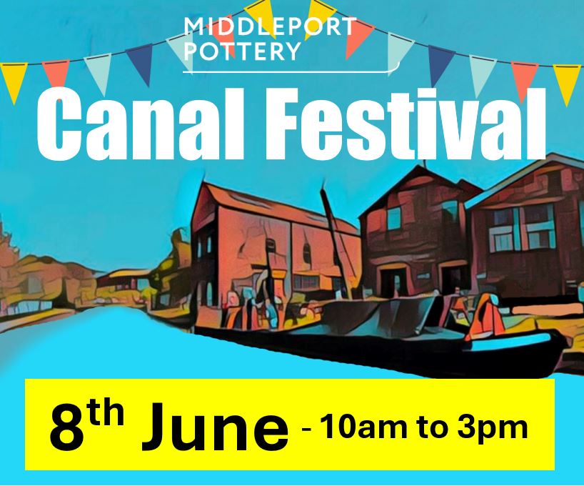 8th June
Middleport Pottery Canal Festival 
FREE ENTRY – 10am to 3pm
Come along and join us for our Canal Festival. A fun activity day packed with live entertainment, canal crafts, demonstrations, roving traders &amp; much more!
#stokeontrent #staffordshire #canalfestival