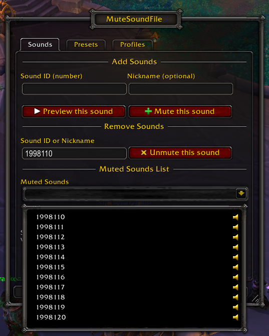 lexstrasza's tweet photo. Tip for those who don't know, there's a WoW addon called MuteSoundFile that lets you never hear specific sounds or voice lines ever again. If one specific NPC or sound makes you irrationally annoyed, I got you https://t.co/s2IP7ZzbfD