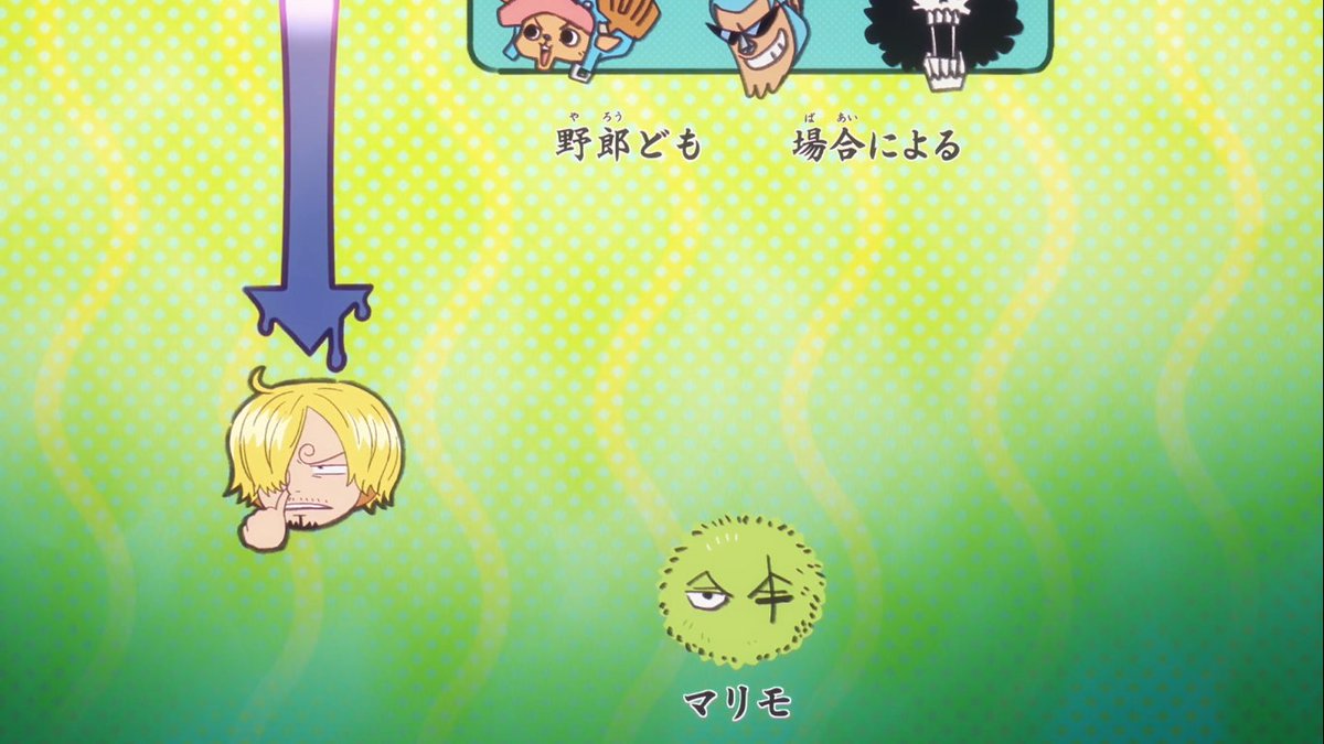 i love how everyone got chibi version of themselves meanwhile zoro got the marimo version lol