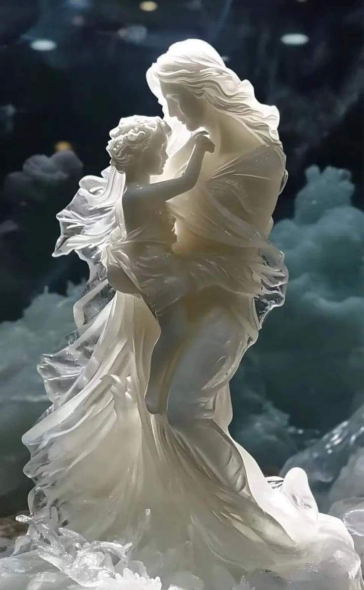 Gd mrng X World, Happy Sunday to all of my frnds Happy Mother's Day Mother and Son, Ice Sculpture at Harbin International Ice and Snow Sculpture Festival, China 🇨🇳 2024.