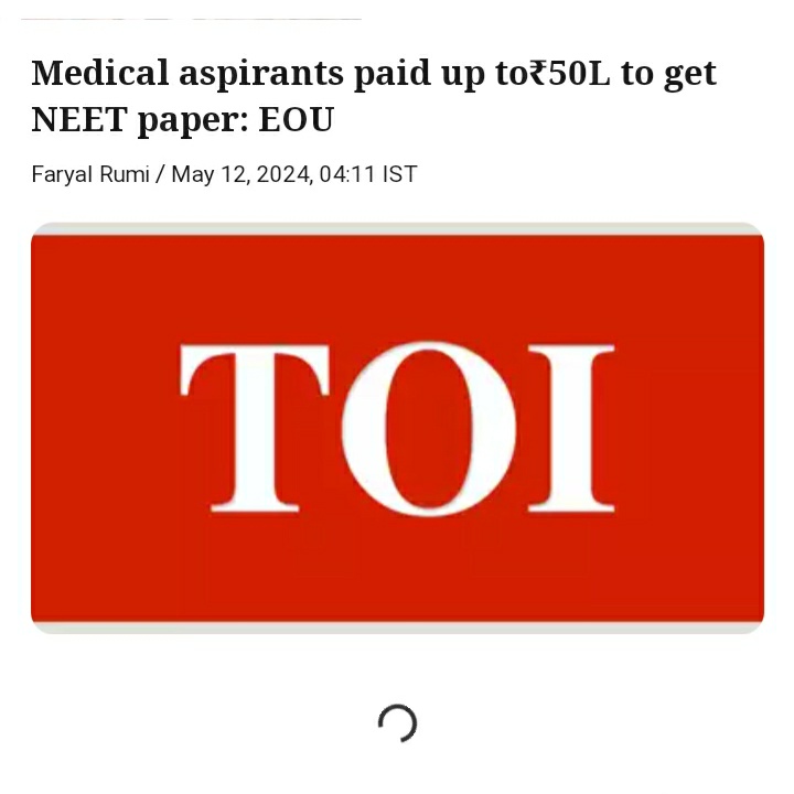 EOU of Bihar police revealed that the brokers took anywhere between Rs 30 lakh and Rs 50 lakh from each medical aspirant in lieu of providing them question papers ahead of the examination on May

#NEET_PAPER_LEAK #neet2024 #ReNEET #ReNeet2024 #NEET