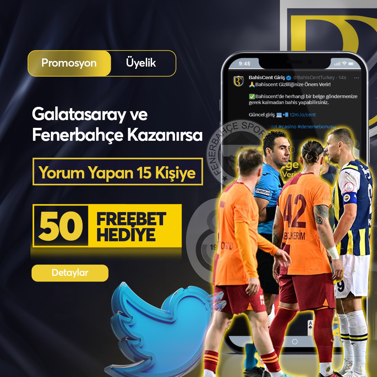 🔥#BAHİSCENT’DE ETKİNLİKLER DURMAK BİLMİYOR!

🎁 Galatasaray ve Fenerbahçe kazanırsa gönderimize yorum atan 15 üyemize 50 Freebet hediye ediyoruz!

💰Hemen sen de yorum at ve kazanma fırsatını kaçırma!

⚠️Yorumunun yanına kullanıcı adını yazmayı unutma.

#Beşiktaş #Galatasaray…