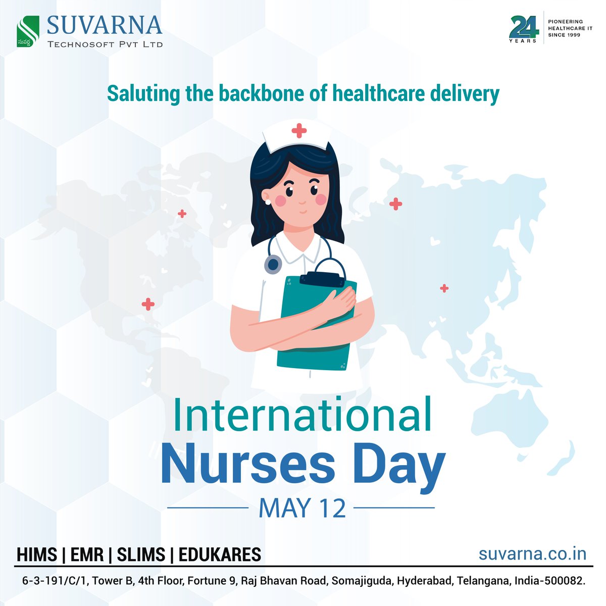 Today, we celebrate the heartbeat of healthcare. To all the dedicated nurses around the globe, your compassion, expertise, and resilience light up the world. Happy International Nurses Day! #NursesDay #HealthcareHeroes  #Suvarnatechnosoft #HealthcareIT #Hospitalsoftware