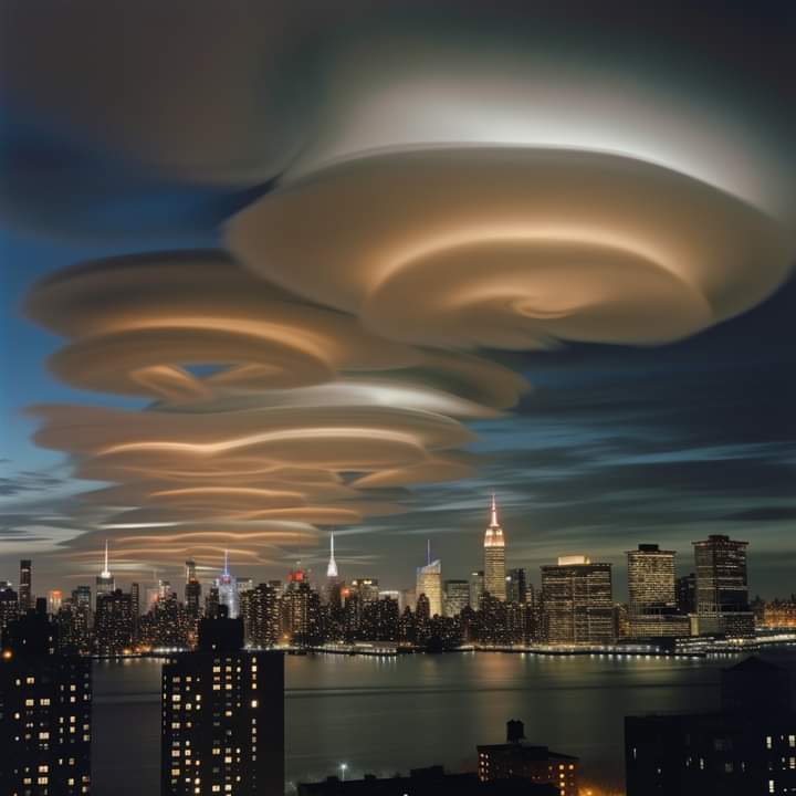 🇺🇸 | Nubes Lenticulares sobre Manhattan, Nueva York, #US. (Mayo 10, 2024). #Amazing #Clouds #Ufo #Cloud #Climagram The Prompter ✓.