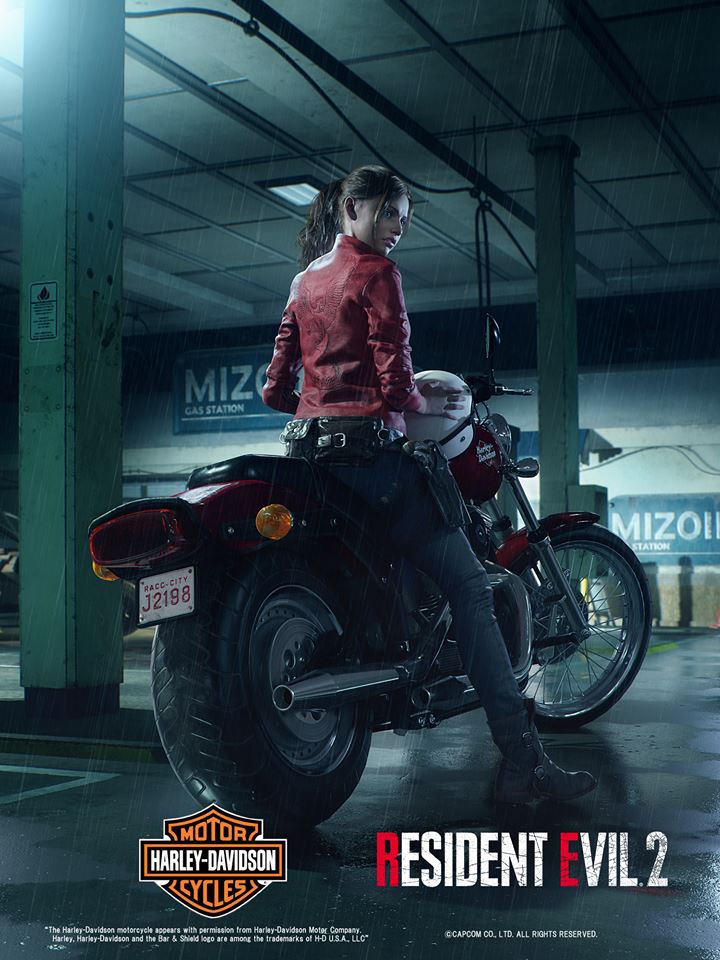 raccooncitynews's tweet photo. In the 2019 remake of #ResidentEvil2, Claire Redfield's "Candy Apple" Harley-Davidson motorcycle is a 1998 Dyna Fat Bob, the same year this game is set, making it brand-new. It's a nice nod to the original 1998 RE2. #REFB #REBHFun #BIOHAZARD #ResidentEvil #reFYI https://t.co/jgglwNV6r2