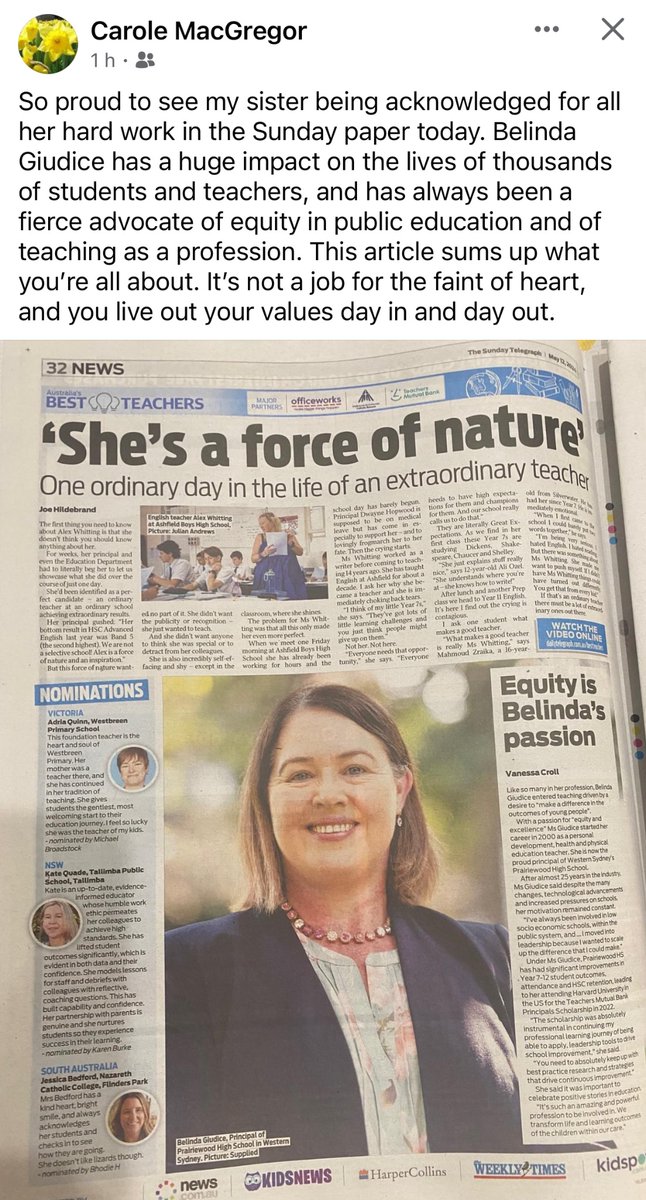 Such kind words from my sister. She’s come up from Tasmania to spend Mother’s Day with our mum and saw this whilst flicking through the DT this morning. Oh, it’s made mum’s Mother’s Day as well! Happy Mother’s Day to my mum and sister and all the other great women celebrating
